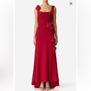 new Elliatt Evanora high-low floral rosette gown in Berry red